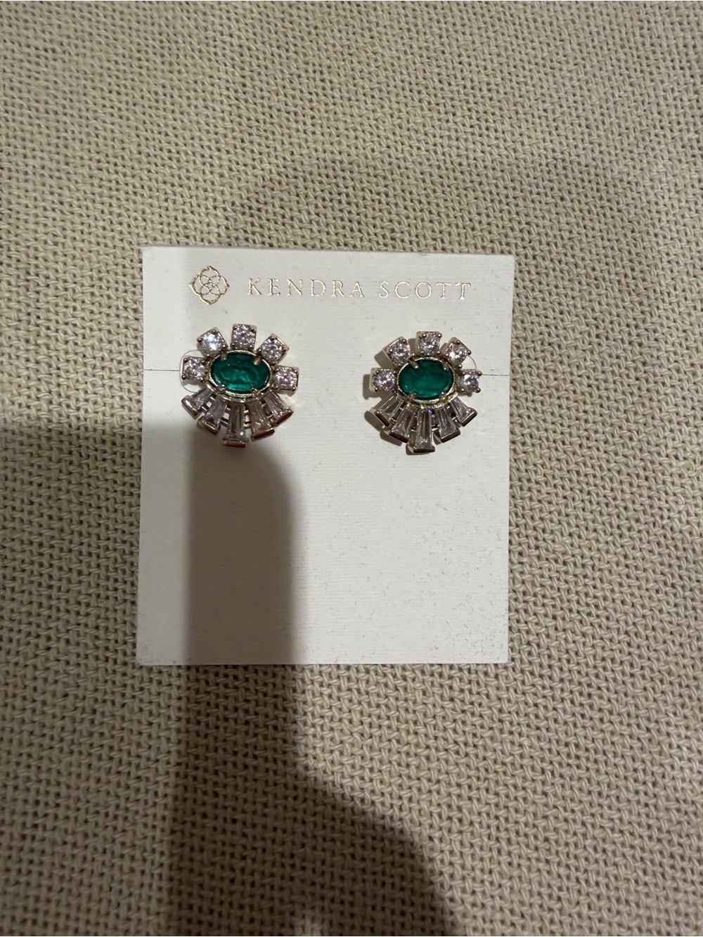 Kendra Scott Emerald Green Halo Statement Stud Earrings